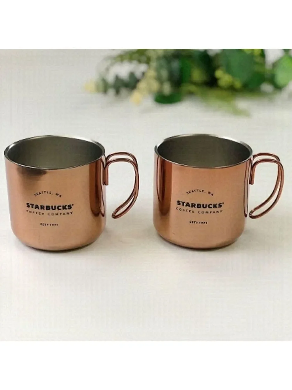 STARBUCKS copper camping cups - set of two NEW